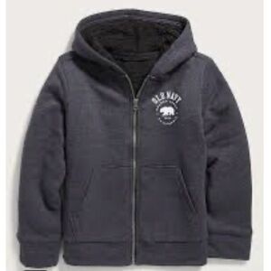 Old Navy Cozy Sherpa Lined Logo Zip Up Hoodie
